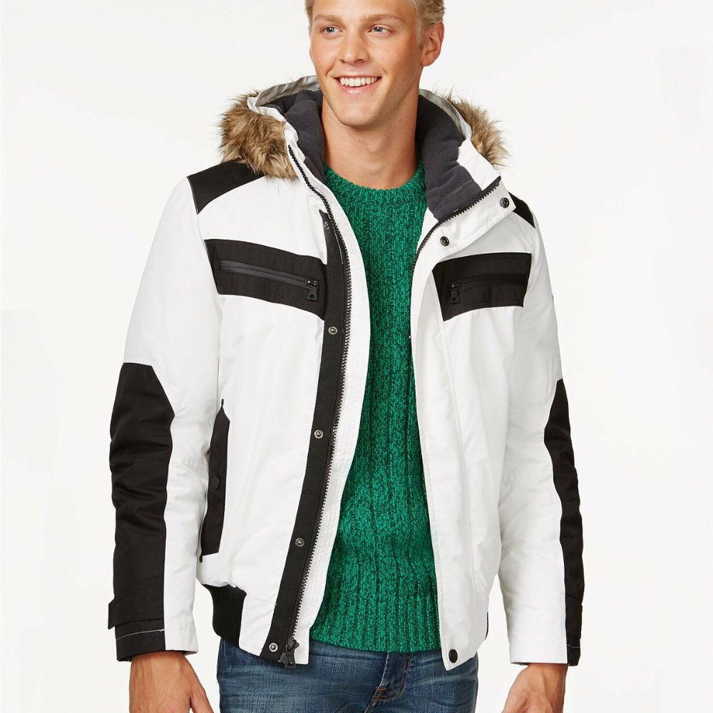 INC International Concepts Iridescent Faux Fur Hooded Jacket Winter Coat NWT